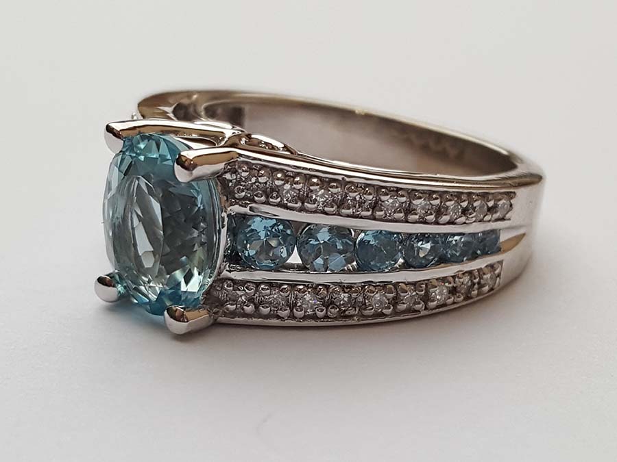 custom jewelry aquamarine diamond ring