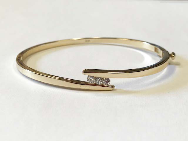 gold bangle bracelet with diamonds