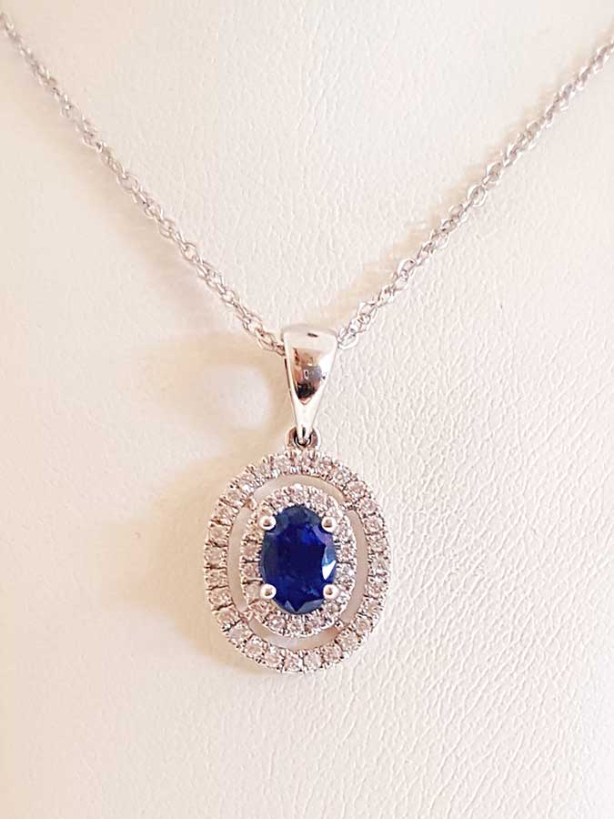 sapphire halo diamond pendant